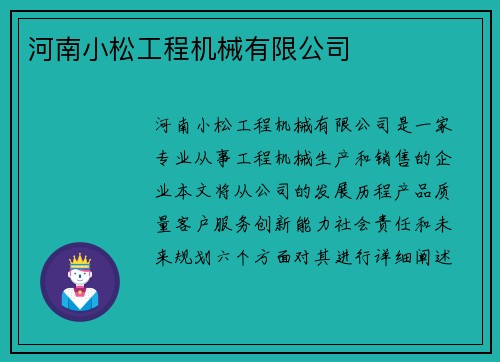 河南小松工程机械有限公司